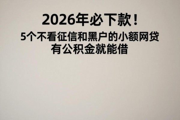 2026年必下款!5个不看征信和黑户的小额网贷,有公积金就能借