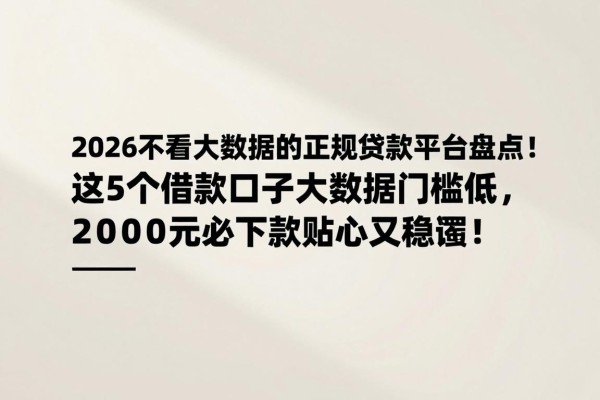2026不看大数据的正规贷款平台盘点!这5个借款口子大数据门槛低,2000元必下款贴心又稳妥!