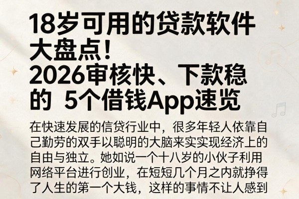 18岁可用的贷款软件大盘点!2026审核快、下款稳的5个借钱App速览