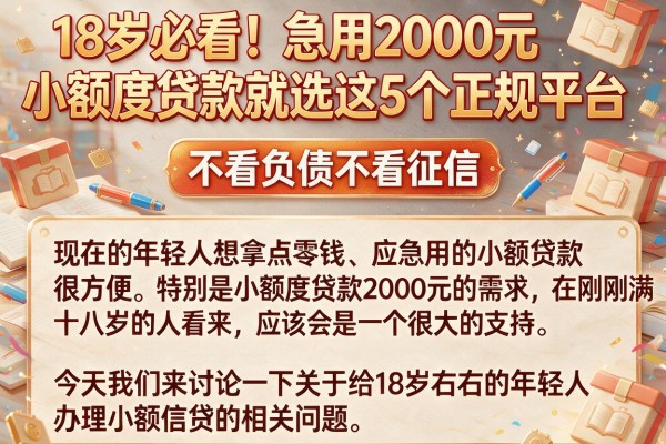 18岁必看！急用2000元小额度贷款就选这5个正规平台，不看负债不看征信