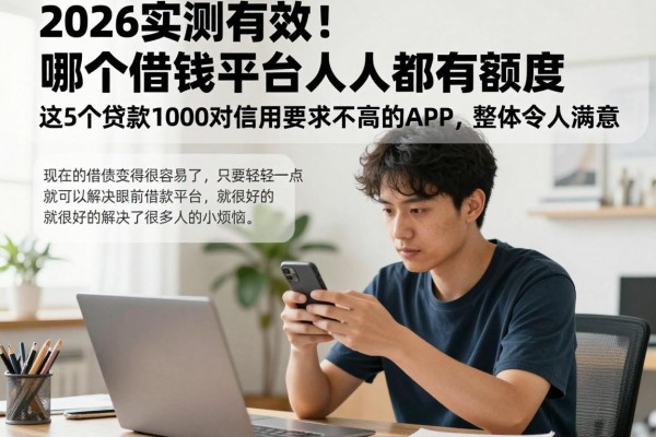 2026实测有效!哪个借钱平台人人都有额度?这5个贷款1000对信用要求不高的APP,整体令人满意