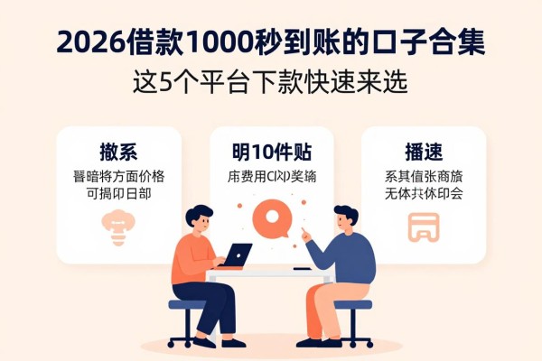 2026借款1000秒到账的口子合集！这5个平台下款超快速来选