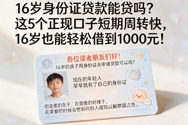 16岁身份证贷款能贷吗?这5个正规口子短期周转快,16岁也能轻松借到1000元!