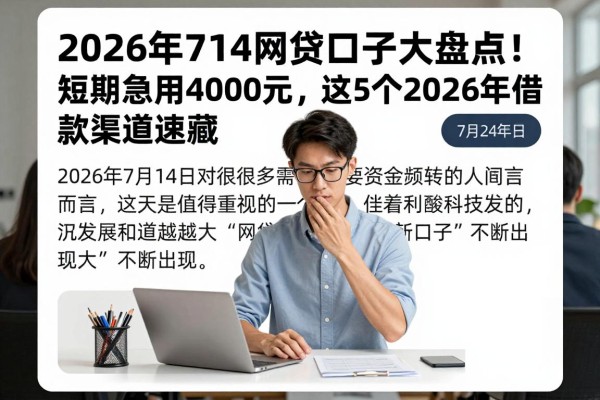 2026年714网贷口子大盘点!短期急用4000元,这5个2026年借款渠道速藏