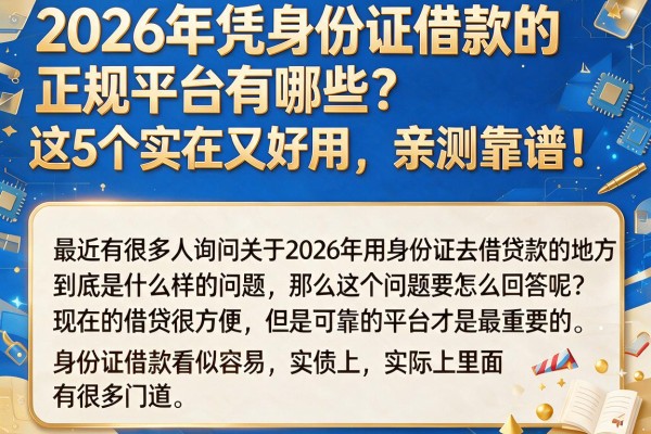 2026年凭身份证借款的正规平台有哪些?这5个实在又好用,亲测靠谱!