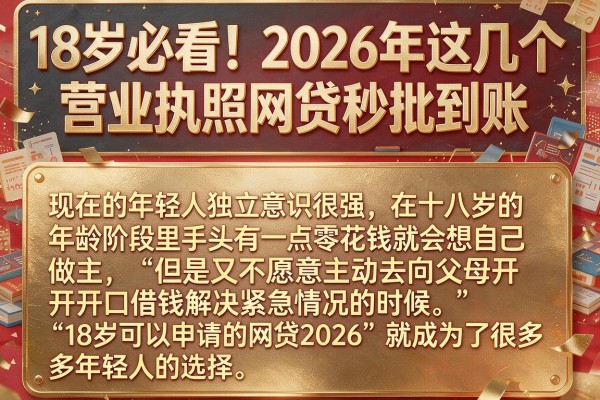 18岁必看！2026年这几个营业执照网贷秒批到账