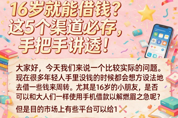 16岁就能借钱?这5个渠道必存,手把手讲透!