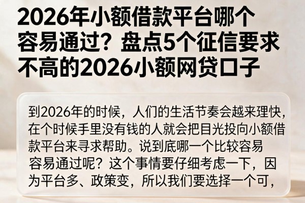 2026年小额借款平台哪个容易通过？盘点5个征信要求不高的2026小额网贷口子