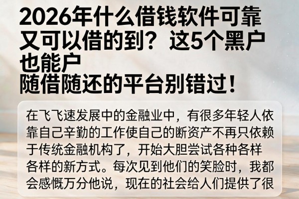 2026年什么借钱软件可靠又可以借的到?这5个黑户也能随借随还的平台别错过!