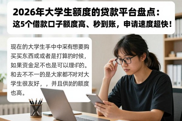 2026年大学生额度高的贷款平台盘点：这5个借款口子额度高、秒到账，申请速度超快！