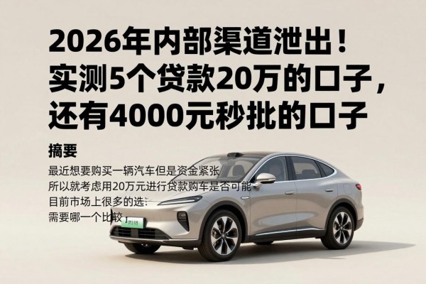 2026年内部渠道泄出!实测5个贷款20万的口子,还有4000元秒批的口子