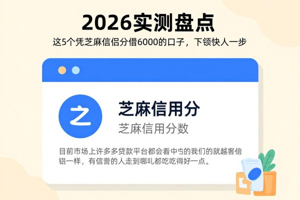2026实测盘点!这5个凭芝麻信用分借6000的口子,下款快人一步