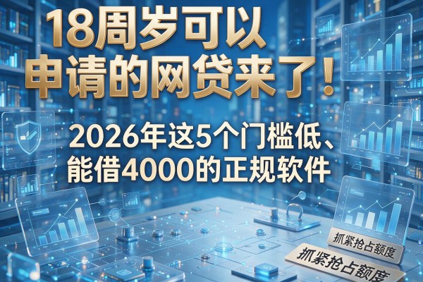 18周岁可以申请的网贷来了！2026年这5个门槛低、能借4000的正规软件抓紧抢占额度