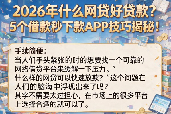2026年什么网贷好贷款？5个借款秒下款APP技巧揭秘！