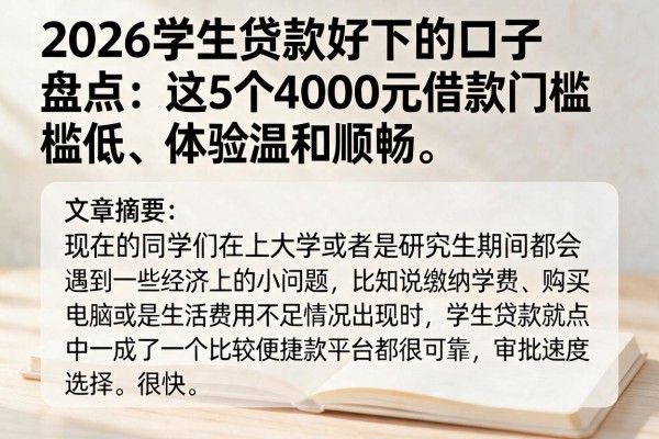 2026学生贷款好下的口子盘点:这5个4000元借款门槛低、体验温和顺畅
