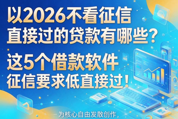 2026不看征信直接过的贷款有哪些?这5个借款软件征信要求低直接过!
