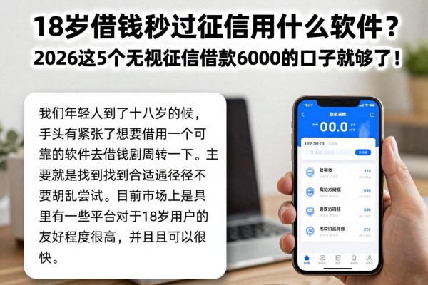 18岁借钱秒过征信用什么软件？2026这5个无视征信借款6000的口子就够了！