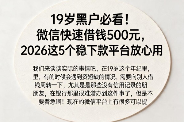 19岁黑户必看!微信快速借钱500元,2026这5个稳下款平台放心用
