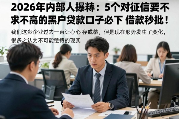 2026年内部人爆料：5个对征信要求不高的黑户贷款口子必下，借款秒批！