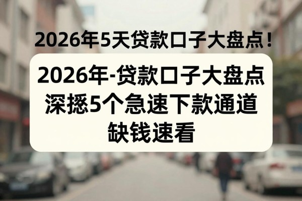 2026年5天贷款口子大盘点！深挖5个急速下款通道，缺钱速看