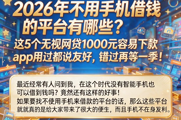 2026年不用手机借钱的平台有哪些?这5个无视网贷1000元容易下款app用过都说友好,错过再等一季!