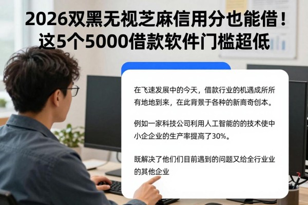 2026双黑无视芝麻信用分也能借!这5个5000借款软件门槛超低