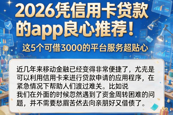 2026凭信用卡贷款的app良心推荐!这5个可借3000的平台服务超贴心