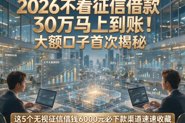 2026不看征信借款30万马上到账!大额口子首次揭秘,这5个无视征信借钱6000元必下款渠道速速收藏