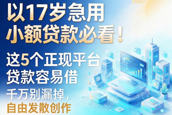 17岁急用小额贷款必看！这5个正规平台贷款容易借，千万别漏掉
