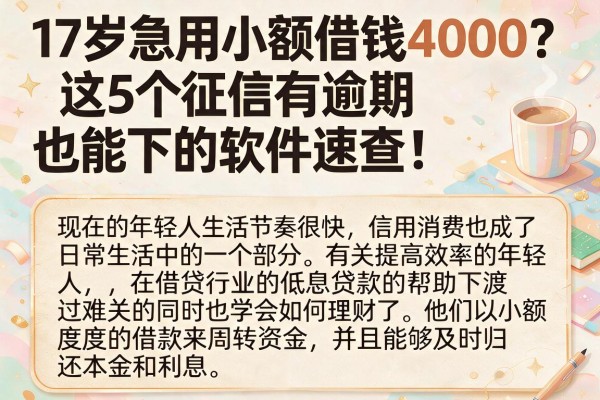 17岁急用小额借钱4000?这5个征信有逾期也能下的软件速查!