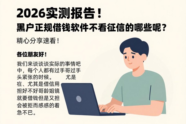 2026实测报告!黑户正规借钱软件不看征信的有哪些呢?精心分享速看!