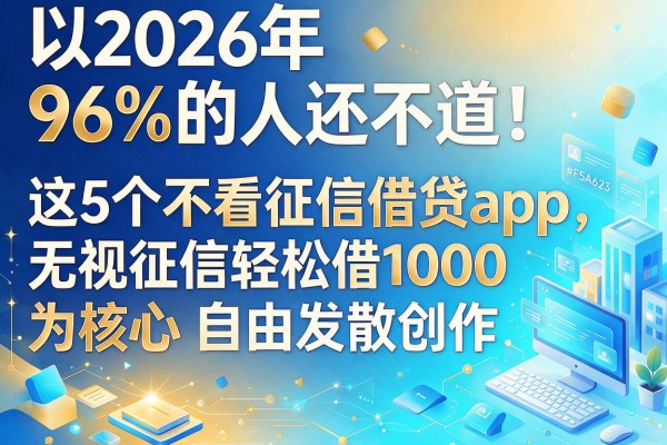 2026年96%的人还不知道!这5个不看征信借贷app,无视征信轻松借1000