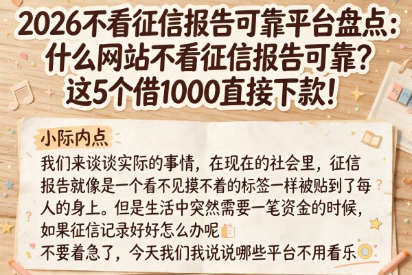 2026不看征信报告可靠平台盘点:什么网站不看征信报告可靠?这5个借1000直接下款!
