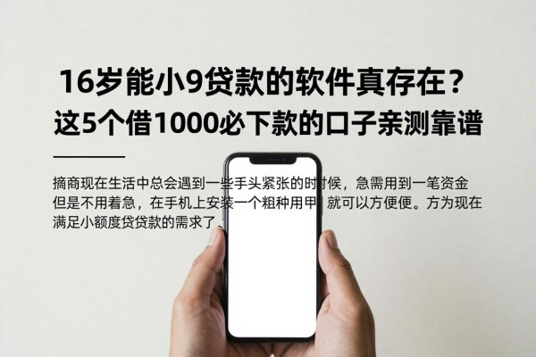 16岁能小额贷款的软件真存在?这5个借1000必下款的口子亲测靠谱