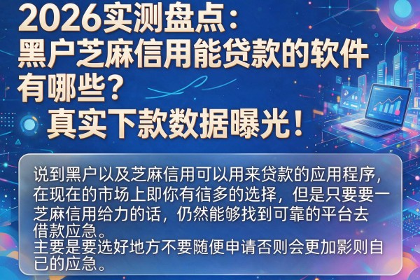 2026实测盘点:黑户芝麻信用能贷款的软件有哪些?真实下款数据曝光!