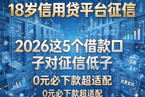 18岁信用贷平台征信，2026这5个借款口子对征信低，0元必下款超适配