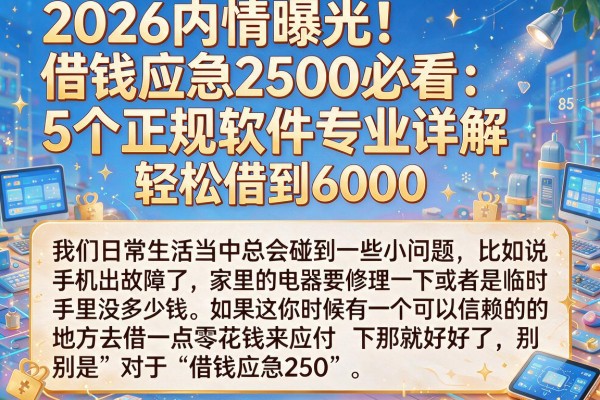 2026内情曝光!借钱应急2500必看:5个正规软件专业详解,轻松借到6000