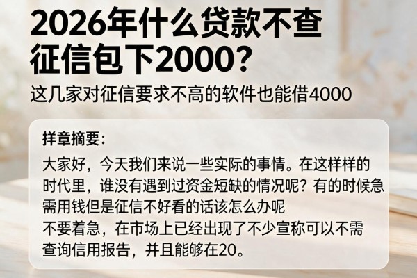 2026年什么贷款不查征信包下2000?这几家对征信要求不高的软件也能借4000