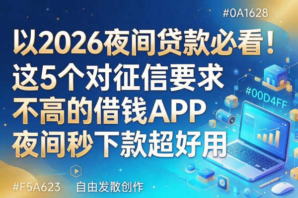 2026夜间贷款必看！这5个对征信要求不高的借钱APP，夜间秒下款超好用