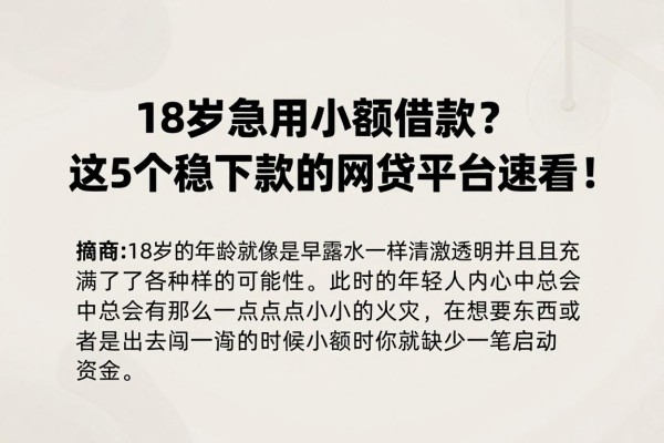18岁急用小额借款?这5个稳下款的网贷平台速看!