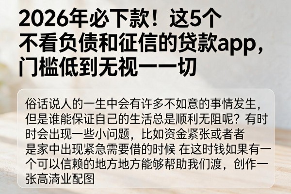 2026年必下款！这5个不看负债和征信的贷款app，门槛低到无视一切