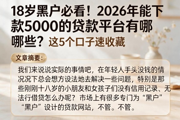 18岁黑户必看！2026年能下款5000的贷款平台有哪些？这5个口子速收藏