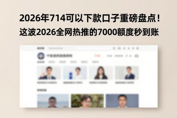 2026年714可以下款口子重磅盘点！这波2026全网热推的7000额度秒到账