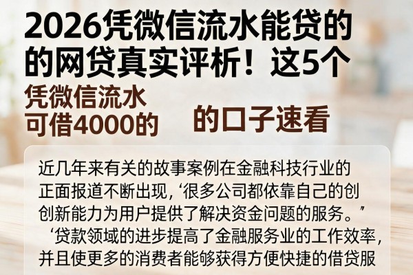 2026凭微信流水能贷的网贷真实评析!这5个凭微信流水可借4000的口子速看