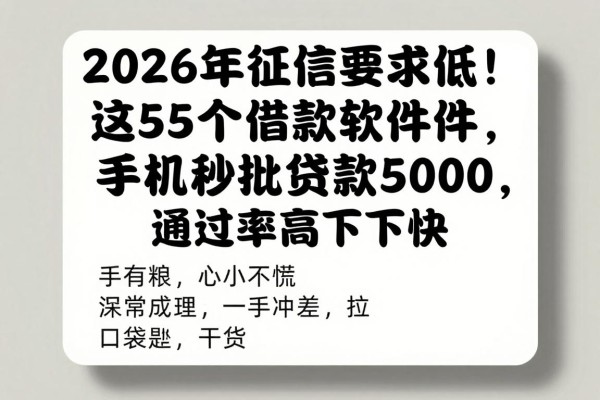 2026年征信要求低!这5个借款软件手机秒批贷款5000,通过率高下款快