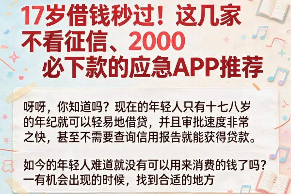 17岁借钱秒过!这几家不看征信、2000必下款的应急APP推荐
