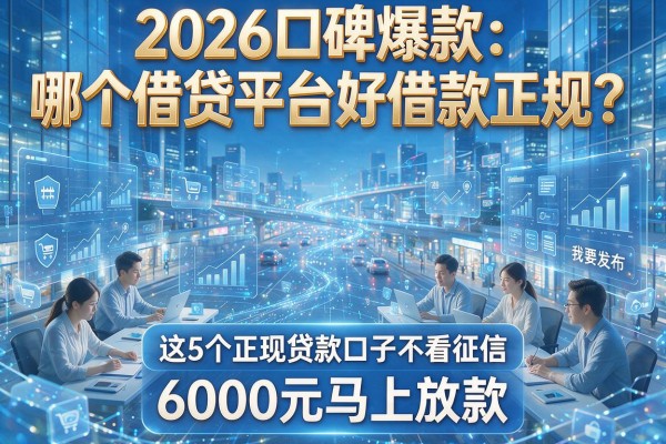 2026口碑爆款：哪个借贷平台好借款正规？这5个正规贷款口子不看征信，6000元马上放款！