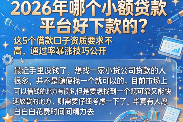 2026年哪个小额贷款平台好下款的?这5个借款口子资质要求不高,通过率暴涨技巧公开