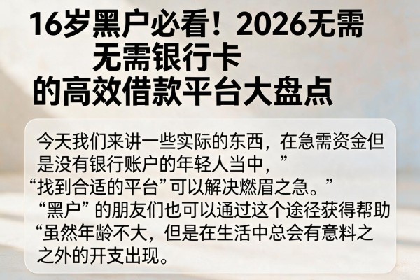 16岁黑户必看!2026无需银行卡的高效借款平台大盘点