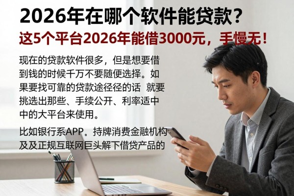 2026年在哪个软件能贷款？这5个平台2026年能借3000元，手慢无！